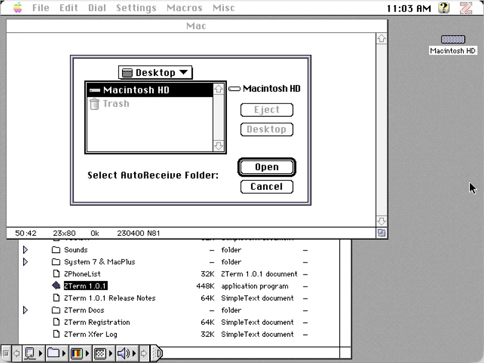 Setting the receive folder in ZTerm