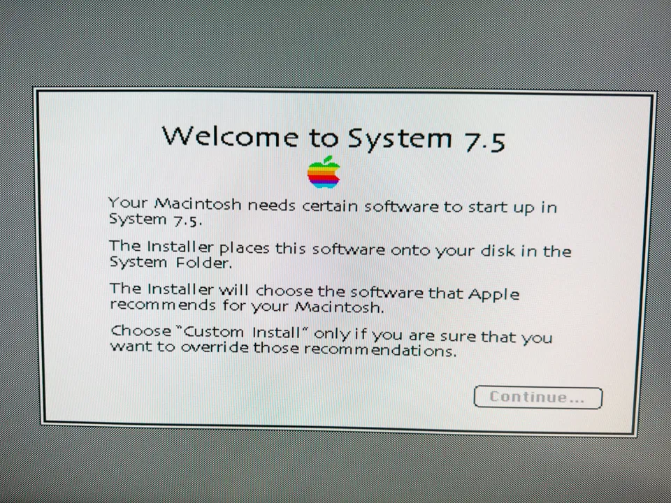 Mac System 7.5.5 installation screen